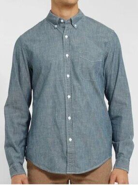 J. Crew Chambray Denim Indigo Slim Fit Button Down Shirt